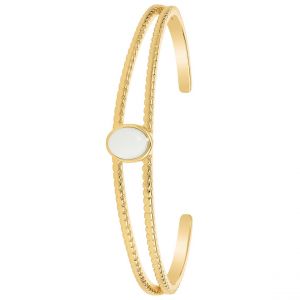 Jonc Femme So Charm - B4237-BLANC - Bracelet Mode Doré
