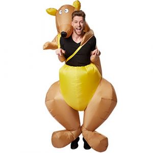 TecTake Dressforfun Costume autogonflant Assis sur Un Kangourou Unisex | Costume Parfait pour Le d&eacute;fil&eacute;, Halloween, Les f&ecirc;tes ou Les enterrements de Vie de gar&ccedil;on ou | Taille Unique pour Femmes et Hommes