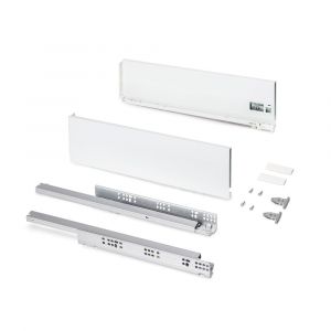 Emuca Tiroir extérieur Protone 30kg, coulisses à sortie totale et fermeture amortie, hauteur 131mm, profondeur 500mm, Acier, Peint en blanc