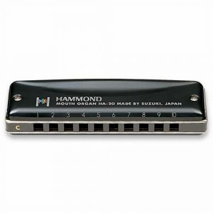 Suzuki HA20D Hammond Harmonica diatonique en r&eacute; 10 Trous Noir