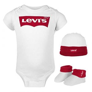Levi's Kids Classic Batwing Infant Hat Bodysuit Bootie Set 3Pc Bébé Fille Blanc 6 Mois