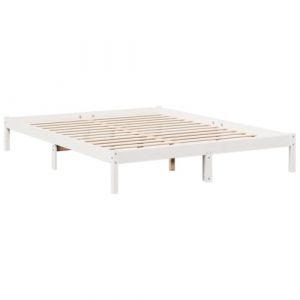 VidaXL Cadre de lit extra long sans matelas 160x220 cm bois massif pin, lit, meuble de chambre, lit en bois, lit double, cadre de lit en bois, sommier