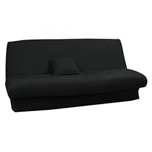 Housse de clic clac - Antonouse - Extensible 120-140cm - 180-200cm - Noir - Tissu en daim 100% polyester