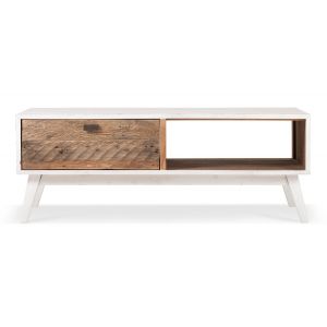 Image de Décoration d'Autrefois Table basse 1 Tiroir Bois Blanc 120x60x45cm