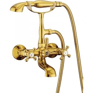 Robinet mélangeur bain-douche mural rétro Doré - Maddalena