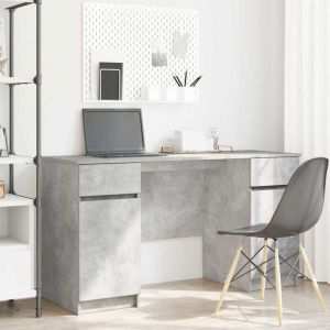 VidaXL Bureau avec porte Gris b&eacute;ton 140 x 49 x 76 cm Bois d'ing&eacute;nierie