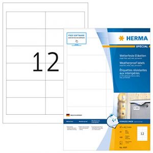 Herma Étiquettes résistantes aux intempéries pour imprimante jet d'encre DIN 40 feuilles 97 x 42,3 mm Blanc.
