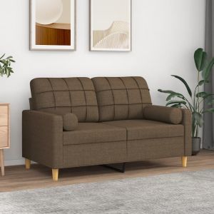 VidaXL Coussins décoratifs 2 pcs Marron Ø15x50 cm Tissu