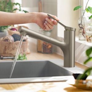 Hansgrohe Zesis M33 Mitigeur de cuisine avec douchette métallique extractible et sBox, 74821800,