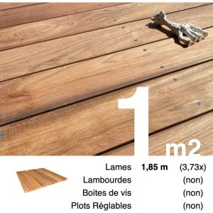 Planches de terrasse bois exotique JATOBA pour 1 m&sup2;, Longueur 1,85 m
