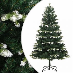 VidaXL Sapin de Noël Artificiel à Charnières avec Neige Floquée, Arbre de Noël avec Pointes, Décoration de Fête Intérieur Extérieur, Moderne, 240 cm