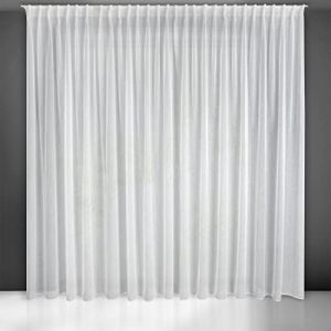 Eurofirany Belissa Rideau Blanc Transparent avec Structure de Pluie Verticale et Bande plissée pour Rail de Plafond/Tringle à Rideaux – 1 pièce Transparente légère Chic Classique élégant 400 x 300 cm