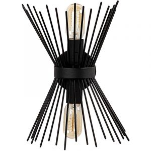 WELL HOME MOBILIARIO & DECORACIÓN Applique Murale Interieur, Lampe Murale Industrielle Bois, Noir 23x16x33 cm