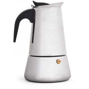 Kinvara Cafetière italienne noire argentée acier 4 tasses