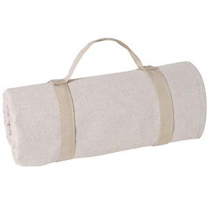 Les Jardins de la Comtesse Nappe Pique Nique Rectangulaire XL Beige - Coton et Revers Imperméable Polyester - 280 x 140 cm - Aussi pour Table de Jardin - 8/12 Personnes - Couverture/Tapis de Picnic