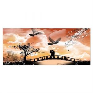 Homemania HOMEMANIA Tableau Pont Art et graffiti pour Salon, Chambre Multicouleur en Polyester, Bois, 70 x 3 x 100 cm