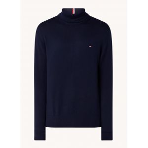Tommy Hilfiger Pull Tommy H Sportswear coton biologique mélangé droite avec manches longues et col roulé marine
