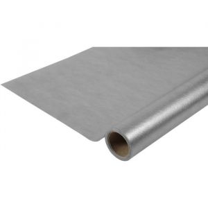 Pro Nappe - R&eacute;f R780552I - Nappe jetable en non tiss&eacute; spunbond - Rouleau de longueur 5 m x largeur 1,20 m - Couleur m&eacute;tallis&eacute;e argent -Mati&egrave;re ind&eacute;chirable, d&eacute;perlante et essuyable