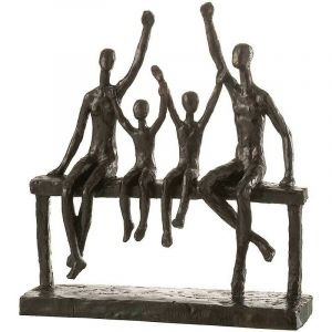 Jolipa Statuette D&eacute;co "Famille sur Banc" 34cm Marron