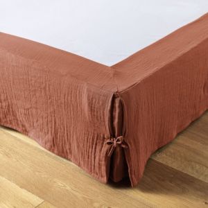 Cache-sommier gaze de coton 140 x 190 cm Gaia terracotta L'EFFET PAPILLON