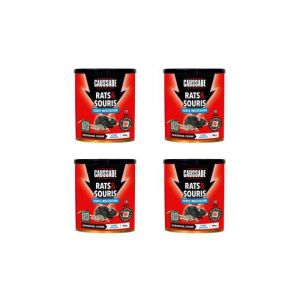 Caussade Anti Rats & Souris - Forte Infestation - Lieux secs & humides - 40 Sachets pâtes - Prêt à l'emploi - Une Ingestion Suffit - Fabriqué en France - 600g - CARSPT150NX4