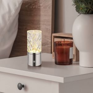 Globo Lampe de table avec variateur tactile led Lampe de chevet Batterie Lampe de salon, acrylique, chrome, métal, 2,5W 185lm blanc chaud-blanc froid, DxH