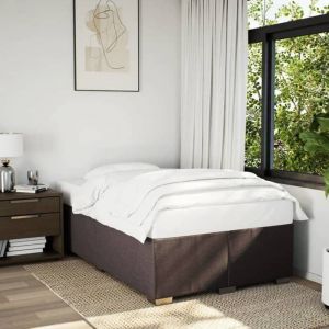 VidaXL Cadre de lit marron foncé 120x190 cm tissu, sommier, cadre de lit plateforme, cadre de lit rembourré, meuble de chambre à coucher