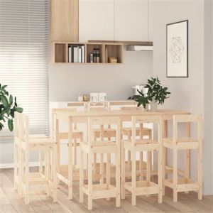 VidaXL Ensemble de Bar 9 pcs Ensemble de Meubles de Bistro Meubles de Salle à Manger Cuisine Mobilier de Pub Intérieur Bois de Pin Massif