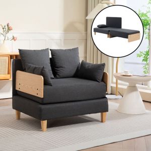 Canapé convertible 1 place Seinlus 81 x 88 x 68 cm gris foncé [en.casa]