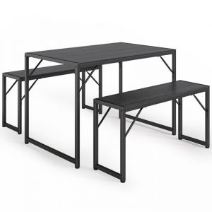 Bealife - Ensemble Table à Manger et 2 Bancs Table de 110 x 70 x 75 cm 2 Bancs de 97 x 30 x 50 cm Cadre en Acier Protection Anti-collision pour
