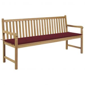 VidaXL Banc de Jardin avec Coussin Bois de Teck Massif Bordeaux 175 cm