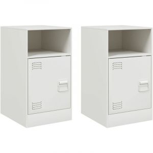 VidaXL Tables de chevet 2 pcs blanc 34,5x39x62 cm acier, armoire, meubles de chambre à coucher, support de téléphone, armoire d'appoint