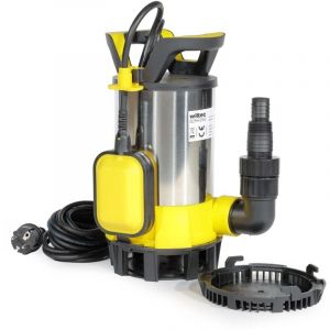 wiltec Pompe &agrave; eau immerg&eacute;e 3 en 1 &agrave; aspiration plate 400 w &ndash; 8000 l/h &ndash; Jusqu'&agrave; 1 mm &ndash; Refoulement max. 5 m, profondeur max. 7 m &ndash; Interrupteur &agrave; flotteur,