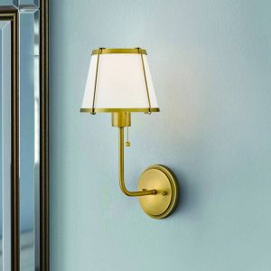 Hinkley Applique murale Clarke 1, laiton/beige, lin, acier