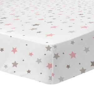 Matt et Rose MATT & ROSE Drap Housse 90x190 cm Sweet Dreams Imprimé | 100% Coton | Oeko-TEX | Blanc, Rose