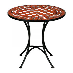 Deuba Salon de Jardin Table en Fer forg&eacute; et mosaique Design int&eacute;rieur Jardin terrasse Balcon Decoration Terracotta et Blanc