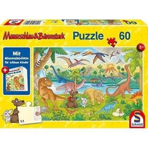 Schmidt Spiele- Voyage dans Les Temps préhistoriques, Puzzle pour Enfants de 60 pièces, 56411, Coloré