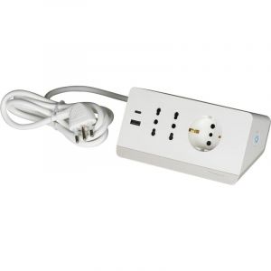 Bticino Bloc multiprise &eacute;lectrique 5 Places, 2 Prises USB 3A, 1 multiprise Schuko 10/16 A et 2 bipas 10/16 A, multiprise de Bureau avec Interrupteur et c&acirc;ble 2 m fiche 16 A, Robuste et Fonctionnelle,