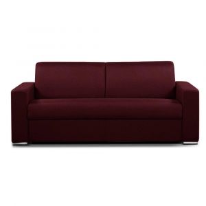 Image de Italian Spirit Canapé convertible 3 places SELECT matelas 15cm sommier lattes 140cm RENATONISI cuir vachette bordeaux