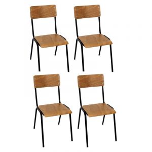 Lot de 4 Chaises en Bois "Écolier" 84cm Noir Prix
