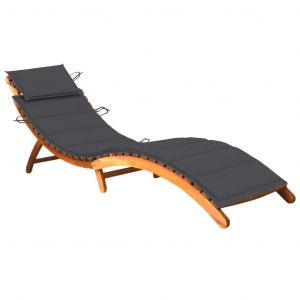 VidaXL Chaise longue de jardin avec coussin Bois d'acacia solide - Anthracite