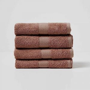 Lot De 4 Serviettes De Toilette 100% Coton Chocolat, 50 X 90 Cm