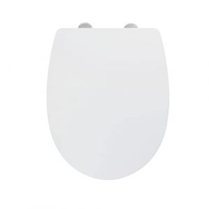 Wenko Abattant WC avec frein de chute Tavola, abattant WC clipsable avec fixation inox technologie "Fix-Clip", design ovale, thermoplastique, 36,5x45 cm, blanc