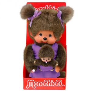 Image de Bandai Peluche Monchhichi maman et son b&eacute;b&eacute; 20 cm