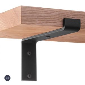 Holzbrink - querre en acier pour &eacute;tag&egrave;re murale, support d'&eacute;tag&egrave;re en m&eacute;tal 300 mm, Noir, forme z, kit de montage inclus, 1 pc, HLR-Z-300-9005