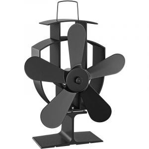 wiltec Ventilateur de poêle Bois 5 Pales 50-300°C Autoalimentation thermique par Chaleur Sans courant Four