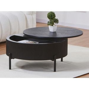 Table basse avec plateau pivotant placage frêne - Noir - NORVANE