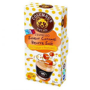 Columbus Caf&eacute; & Co Espresso Gourmand Saveur Caramel Beurre Sal&eacute; 10 Capsules Compatibles Machines Nespresso