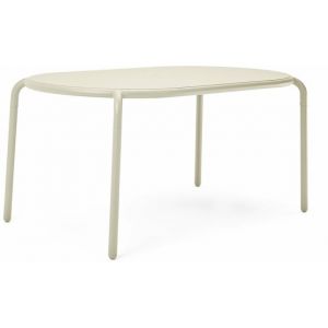 Fatboy Table ovale Ton&iacute; Tavolo / 160 x 90 cm - Trou pour parasol + bougeoir amovible beige en m&eacute;tal