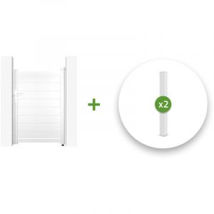 Pack portillon aluminium EIGER 100x140cm + 2 Poteaux H.166cm Blanc